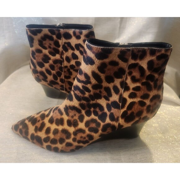 Nine West Women's Natural Multi Carter Cheetah Wedge Ankle Boots Booties Size 9M - Picture 7 of 7